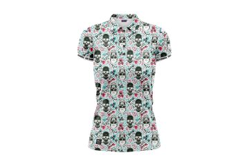 Golf Rowdies FS24 Da Poloshirt Skull blue Weiß/Türkis/Schwarz XS