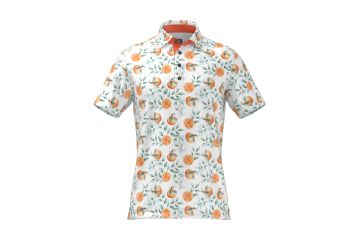 2bU Golf FS24 Hr Polo Orange Print Weiß/Orange XXL