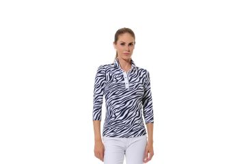 MDC FS24 Da Polo Zebra 3/4 Arm Navy/Weiß 38