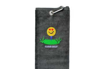 Schlägertuch mit Stick I Love Golf-Anthrazit