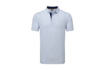 FootJoy FS25 Hr Polo Figure Print Lisle Blau/Weiß S