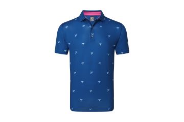 FootJoy FS24 Hr Polo Thistle Print Lisle Blau L