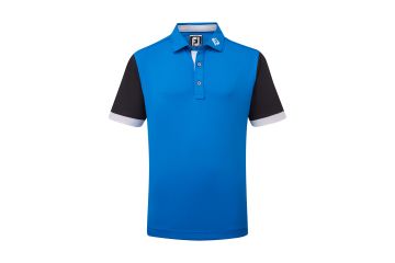 FootJoy Junior Polo Colourblock Blau/Schwarz/Weiß L