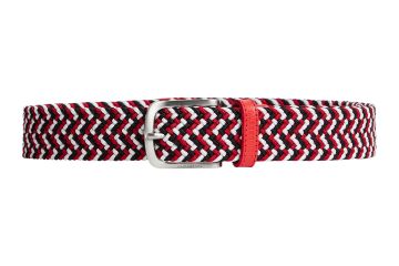 J.Lindeberg Gürtel Bubba Braided Rot/Weiß/Schwarz 85
