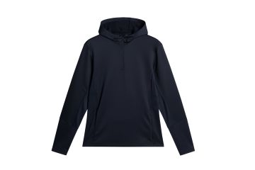 J.Lindeberg FS25 Hr Midlayer Aerial Qarter Zip Hood Resort Navy M