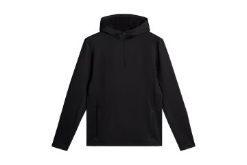 J.Lindeberg FS25 Hr Midlayer Aerial Qarter Zip Hood Resort Schwarz M