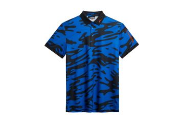 J.Lindeberg FS24 Hr Polo Tour Tech Print Blau/Schwarz S