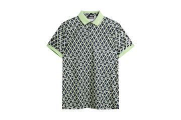 J.Lindeberg FS24 Hr Polo Tour Tech Print Navy/Hellgrün S