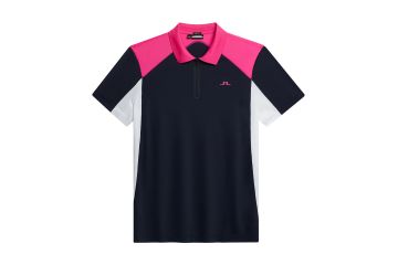 J.Lindeberg FS24 Hr Polo Arch Navy/Weiß/Pink S