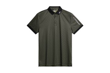 J.Lindeberg FS25 Hr Polo Tour Tech Print Schwarz/Oliv S