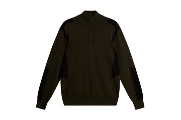 J.Lindeberg HW24 Hr Pullover Kendrick Knitted Zip Oliv/Schwarz M