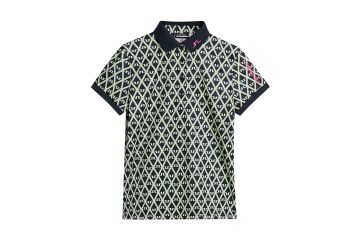 J.Lindeberg FS24 Da Polo Tour Tech Print Navy/Hellgrün XS
