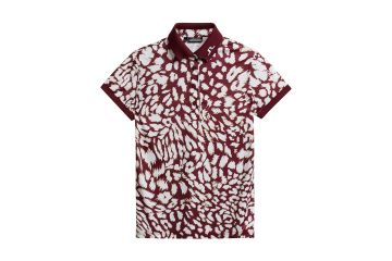 J.Lindeberg HW24 Da Polo Tour Tech Print Weinrot/Weiß M