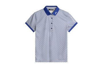 J.Lindeberg FS25 Da Polo Tour Tech Print Blau/Creme XS