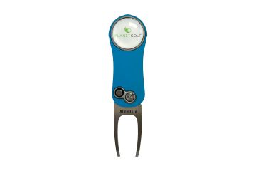 Pitchfix Hybrid 2.0 Pitchgabel inkl. Ballmarker mit planetgolf-Logo (Hellblau)