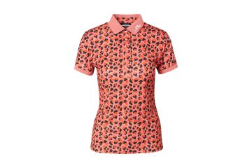 J.Lindeberg Da Polo Tour Tech Print Leo-Rot/Schwarz-XS