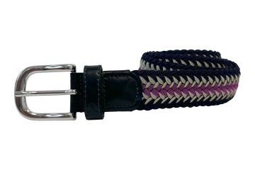 Alberto Da Gürtel Multicolor Braided Stretch Lila/Navy/Beige 80