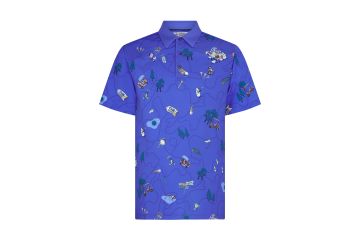 Original Penguin HW24 Hr Polo Pete's Game Allover Print Blau M