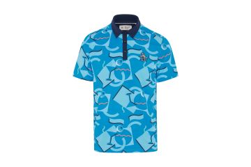 Original Penguin FS24 Hr Polo Abstract 80s Blau S