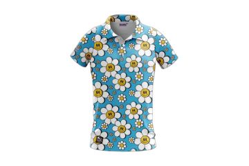 Golf Rowdies FS25 Da Polo Happy Flower Hellblau/Weiß XS