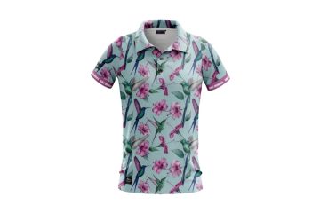 Golf Rowdies Da Poloshirt Kolibri Flower Türkis XS