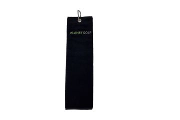 Schlägertuch mit Karabiner Tri-Fold Logo planetgolf-Schwarz