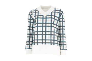 Cherie HW22 Da Pullover Fleece Tartan Milk Weiß/Blau M