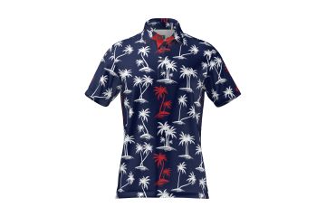 2bU Golf FS24 Hr Polo Palm Print Navy/Weiß/Rot S