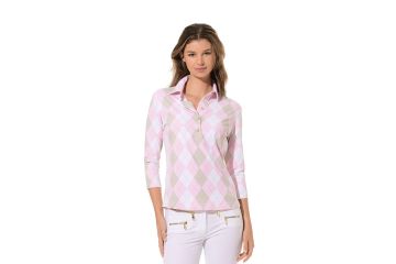 MDC HW26 Da Polo 3/4 Arm Argyle Print Rosa/Weiß 36