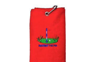 Schlägertuch mit Stick Nearest the Pin neu Rot