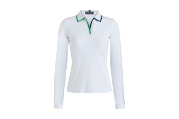 G/FORE Contrast Johnny Collar Tech Nylon Rib Langarm Poloshirt
