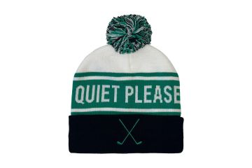 Level4 Mütze Pom Beanie "Quiet Please" Weiß/Schwarz/Grün