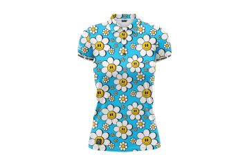 Golf Rowdies FS25 Da Polo Happy Flower Hellblau/Weiß XS