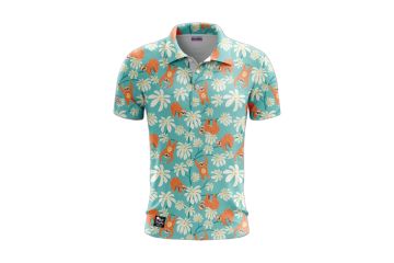 Golf Rowdies FS25 Hr Polo Faultier Türkis/Weiß S