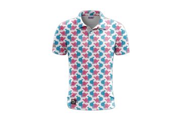 Golf Rowdies FS25 Hr Polo Love Turtles Weiß/Blau/Rosa S