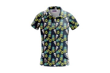 Golf Rowdies FS24 Da Polo Skull Ice Schwarz/Weiß/Türkis S