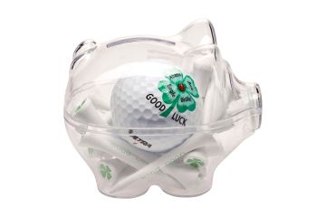 Geschenk Sparschwein mit Ball und Tees - Good Luck